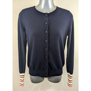 Boden Navy Sweater with Multicolor Cuffs
